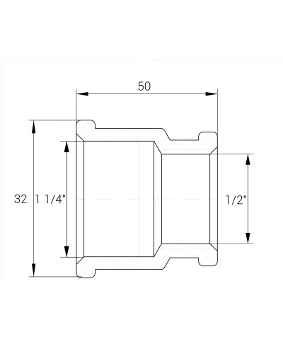 Муфта редукційна нікельвана 1 1/4″ВР х 1/2″ВР штампована А0333А(нк)