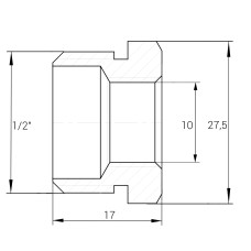 Футорка для датчика температури латунна 1/2″ЗР х М10 штампована А0701А
