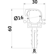 Кліпса-дюбель з клямкою для кріплення труби Ø16мм (уп.100шт)