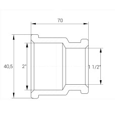 Муфта редукційна нікельована 2″ВР х 1 1/2″ВР штампована восьмигранна А0341А(нк) VA