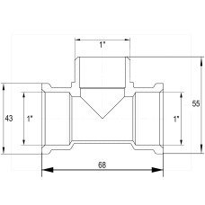Трійник нікельований 1″ВР х 1″ЗР х 1″ВР штампований А0273А(нк) VA