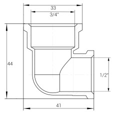 Кутник редукційний нікельований 3/4″ВР х 1/2″ВР штампований А0112А(нк) VA