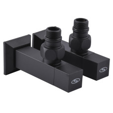 Набір Кран напівоборотний кутовий з американкою SOLOMON LUX 1/2″ CUBE BLACK 8888 (2шт.)