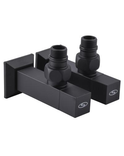 Набір Кран напівоборотний кутовий з американкою SOLOMON LUX 1/2″ CUBE BLACK 8888 (2шт.)