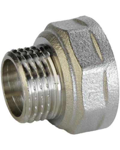 Перехідник редукційний нікельований 3/4″ВР х 1/2″ЗР штампований А0603А(нк)