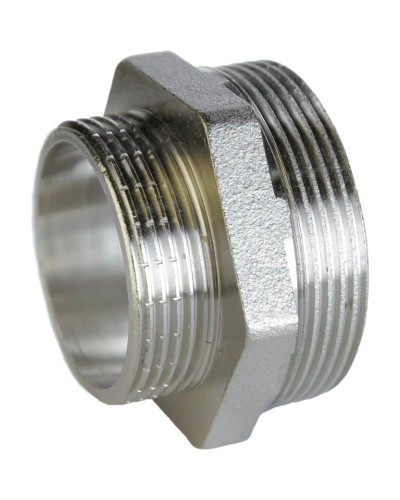 Ніпель редукційний нікельований 1 1/2″ЗР х 1 1/4″ЗР штампований А0522А(нк)