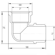 Кутник нікельваний 2″ВР х 2″ЗР ливарний А0156А(нк) VA
