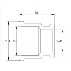 Муфта редукційна нікельвана 1 1/4″ВР х 3/4″ВР штампована А0334А(нк)