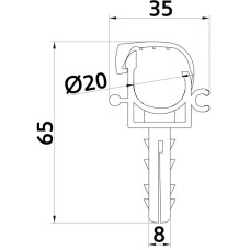 Кліпса-дюбель з клямкою для кріплення труби Ø20мм (уп.100шт)