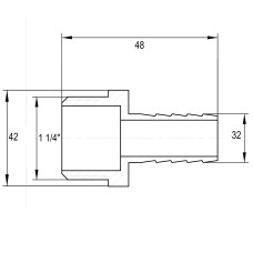 Штуцер нікельований 1 1/4″ЗР х 32мм штампований АА2080А(нк) VA