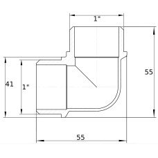 Кутник нікельований 1″ЗР х 1″ЗР штампований А0131А(нк) VA