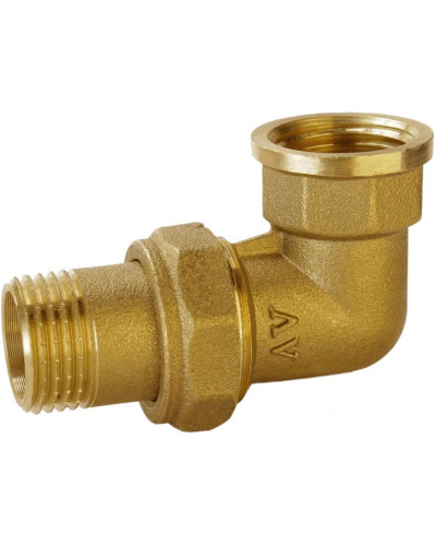 Згін американка кутова латунна 3/4″ВР х 3/4″ЗР штампована з резиновою прокладкою Б0839А VA