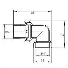 Згін американка кутова латунна 3/4″ВР х 3/4″ЗР штампована з резиновою прокладкою Б0839А VA