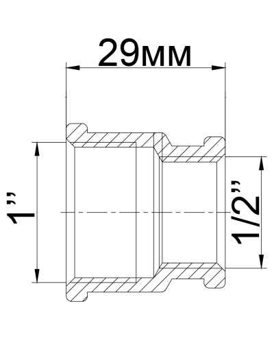 Муфта нікель перехідна 1/2″ Внутрішня - 1″ Внутрішня Ni 08761.02