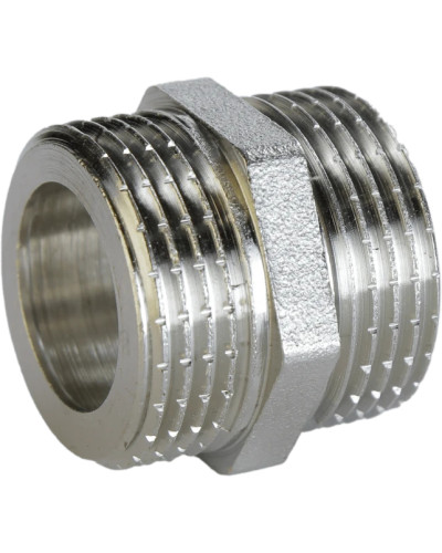 Ніпель нікельований 1/2″ЗР х 1/2″ЗР штампований під прокладку А0501-1А(нк)