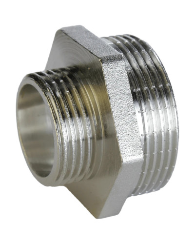 Ніпель редукційний нікельований 1 1/4″ЗР х 3/4″ЗР штампований А0593А(нк)