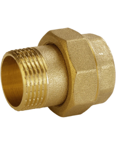 Згін американка пряма латунна 1/2″ВР х 1/2″ЗР штампована з резиновою прокладкою Б0809А