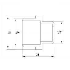 Ніпель редукційний нікельований 3/4″ЗР х 1/2″ЗР штампований під прокладку А0511-1А(нк) VA