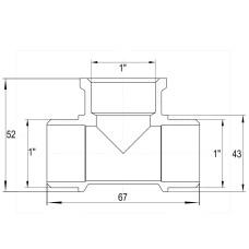 Трійник латунний 1″ЗР х 1″ВР х 1″ЗР штампований А0274А VA